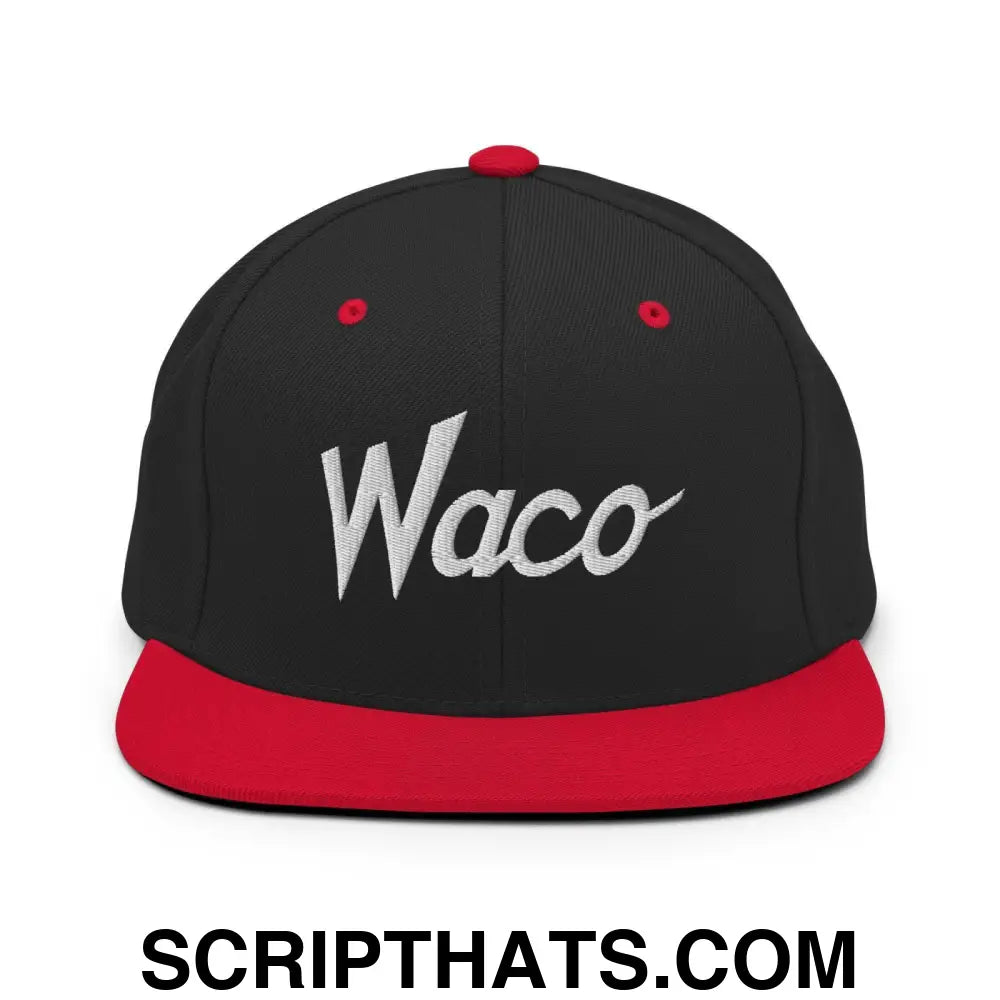 Waco Script Snapback Hat Black Red