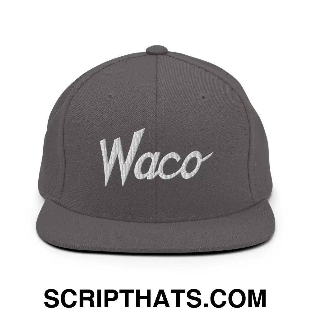 Waco Script Snapback Hat Dark Grey