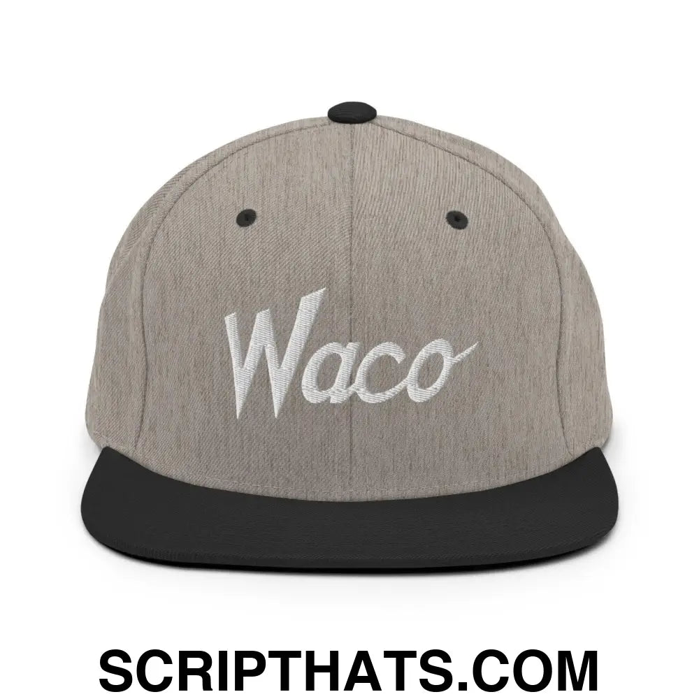 Waco Script Snapback Hat Heather Black