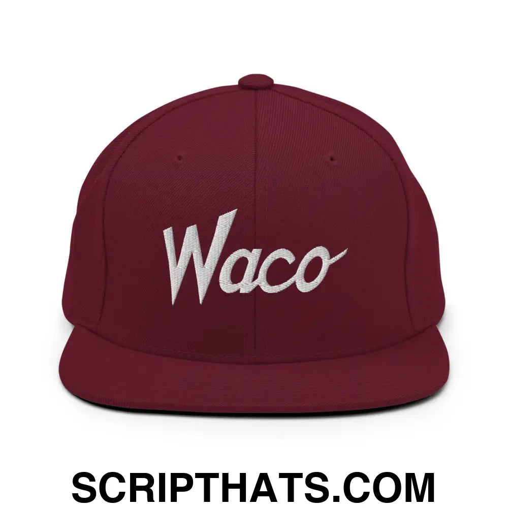 Waco Script Snapback Hat Maroon