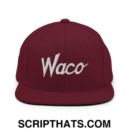 Waco Script Snapback Hat Maroon