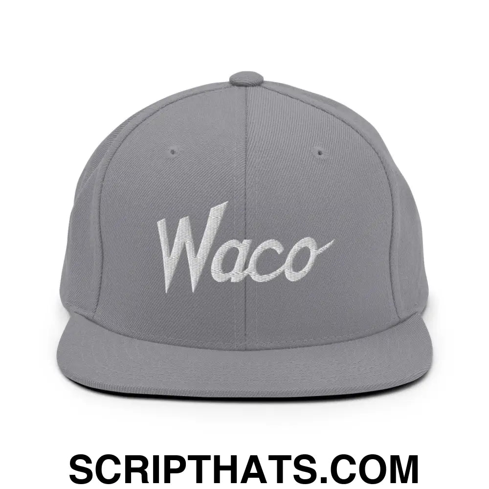 Waco Script Snapback Hat Silver