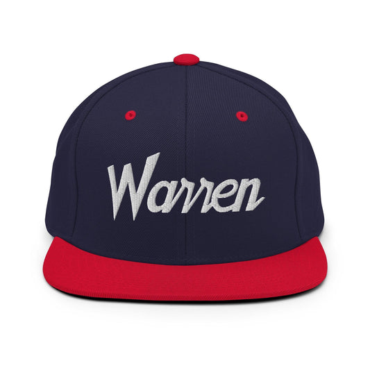 Warren Script Snapback Hat Navy Red