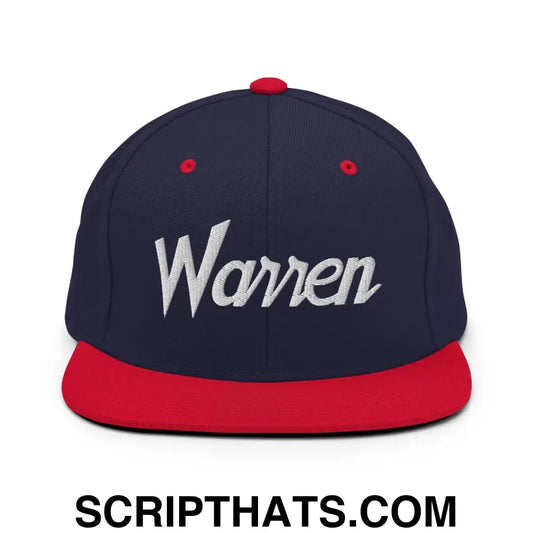 Warren Script Snapback Hat Navy Red