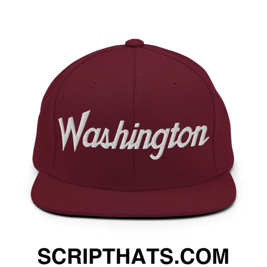 Washington Script Snapback Hat Maroon