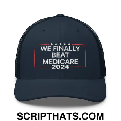 We Finally Beat Medicare 2024 Retro Trucker Hat Navy