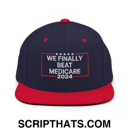 We Finally Beat Medicare 2024 Snapback Hat Navy Red