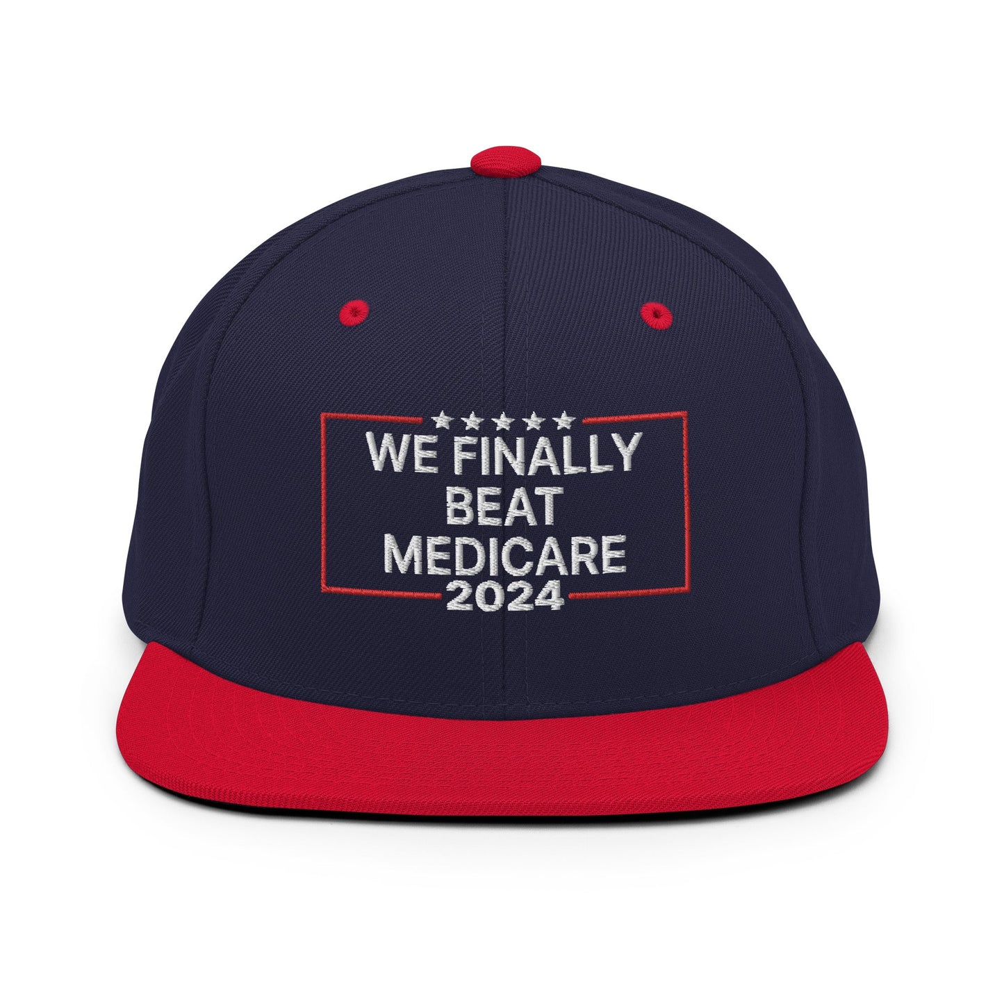 We Finally Beat Medicare 2024 Snapback Hat Navy Red