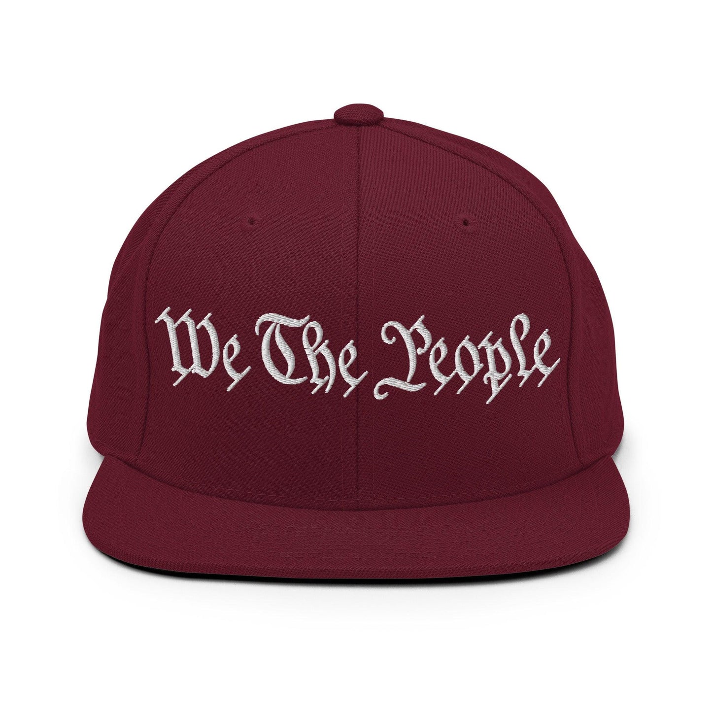 We The People Embroidered Flat Bill Brim Snapback Hat Maroon