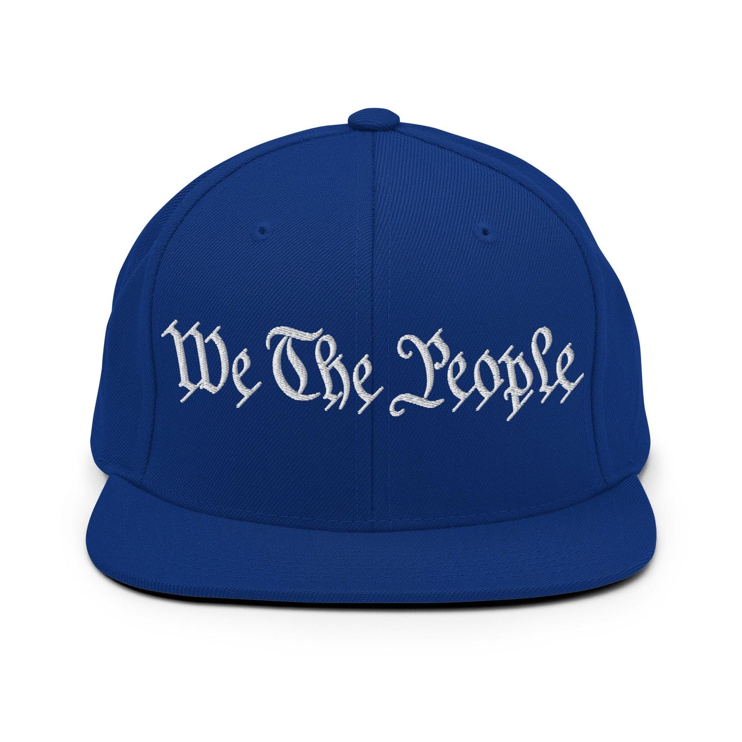 We The People Embroidered Flat Bill Brim Snapback Hat Royal Blue