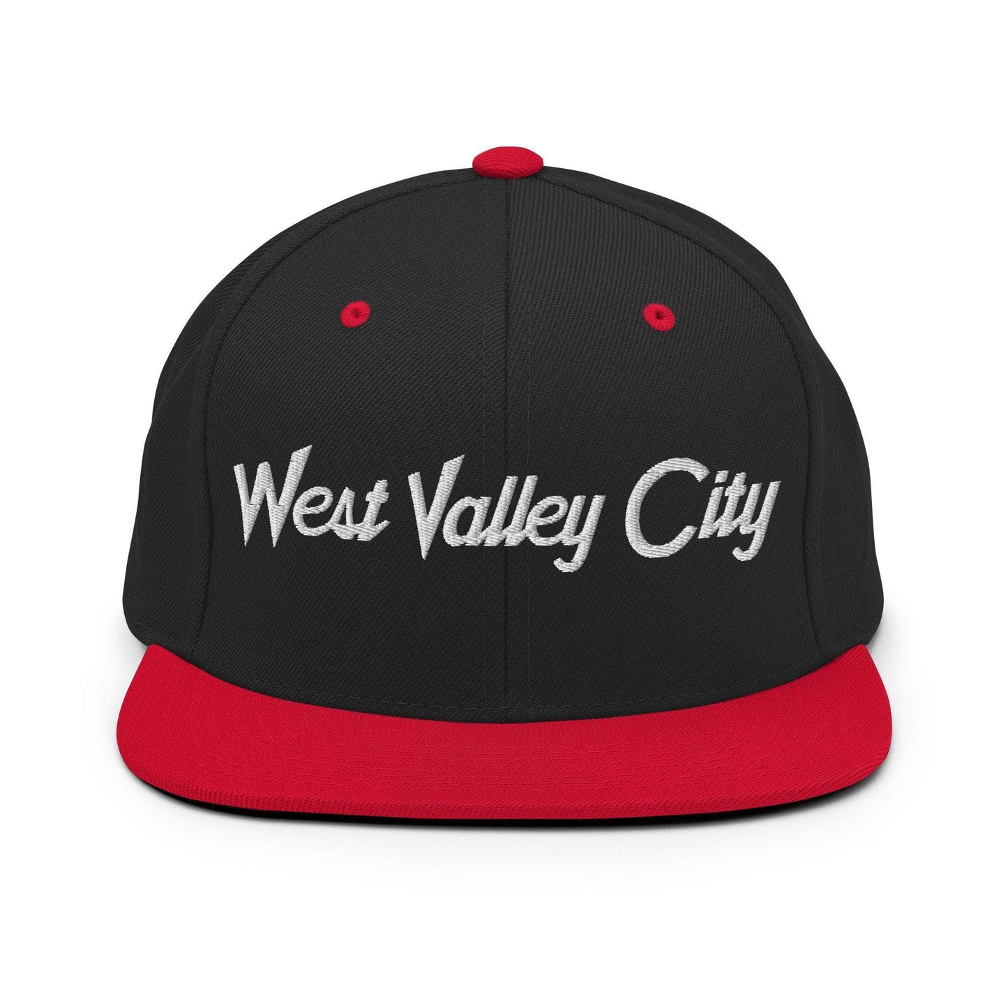 West Valley City Script Snapback Hat Black Red