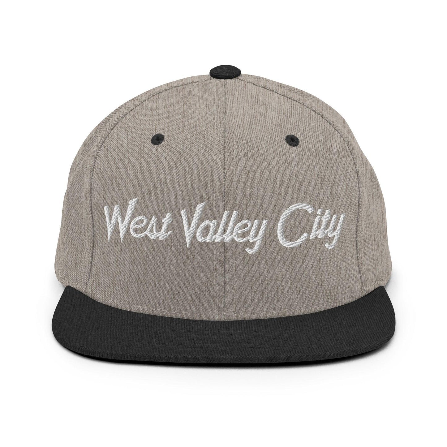 West Valley City Script Snapback Hat Heather Black
