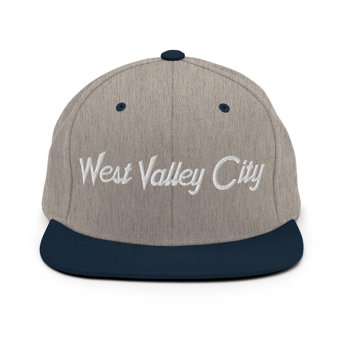 West Valley City Script Snapback Hat Heather Grey Navy