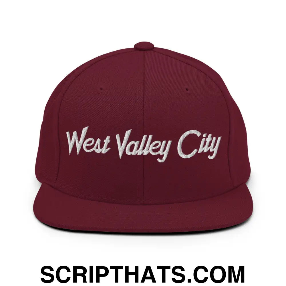 West Valley City Script Snapback Hat Maroon