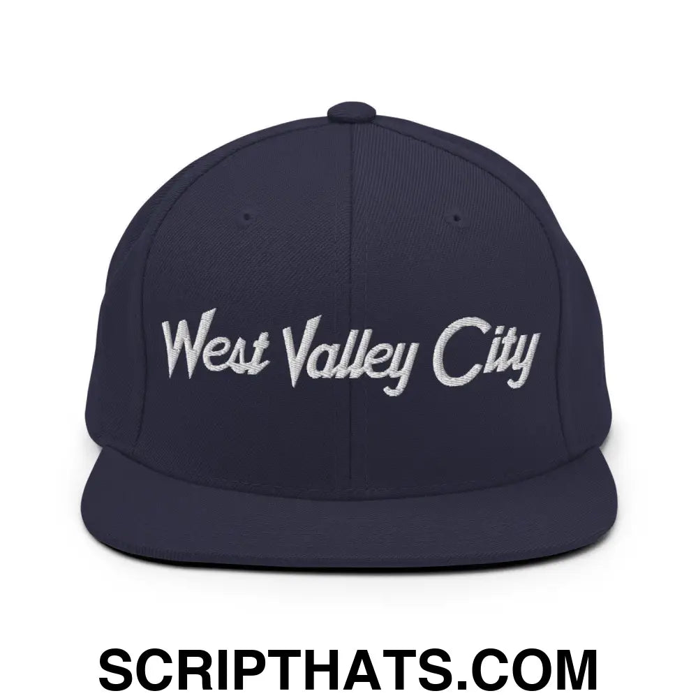 West Valley City Script Snapback Hat Navy