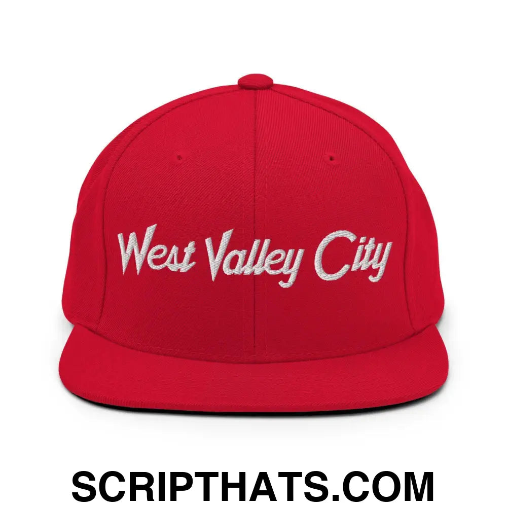 West Valley City Script Snapback Hat Red