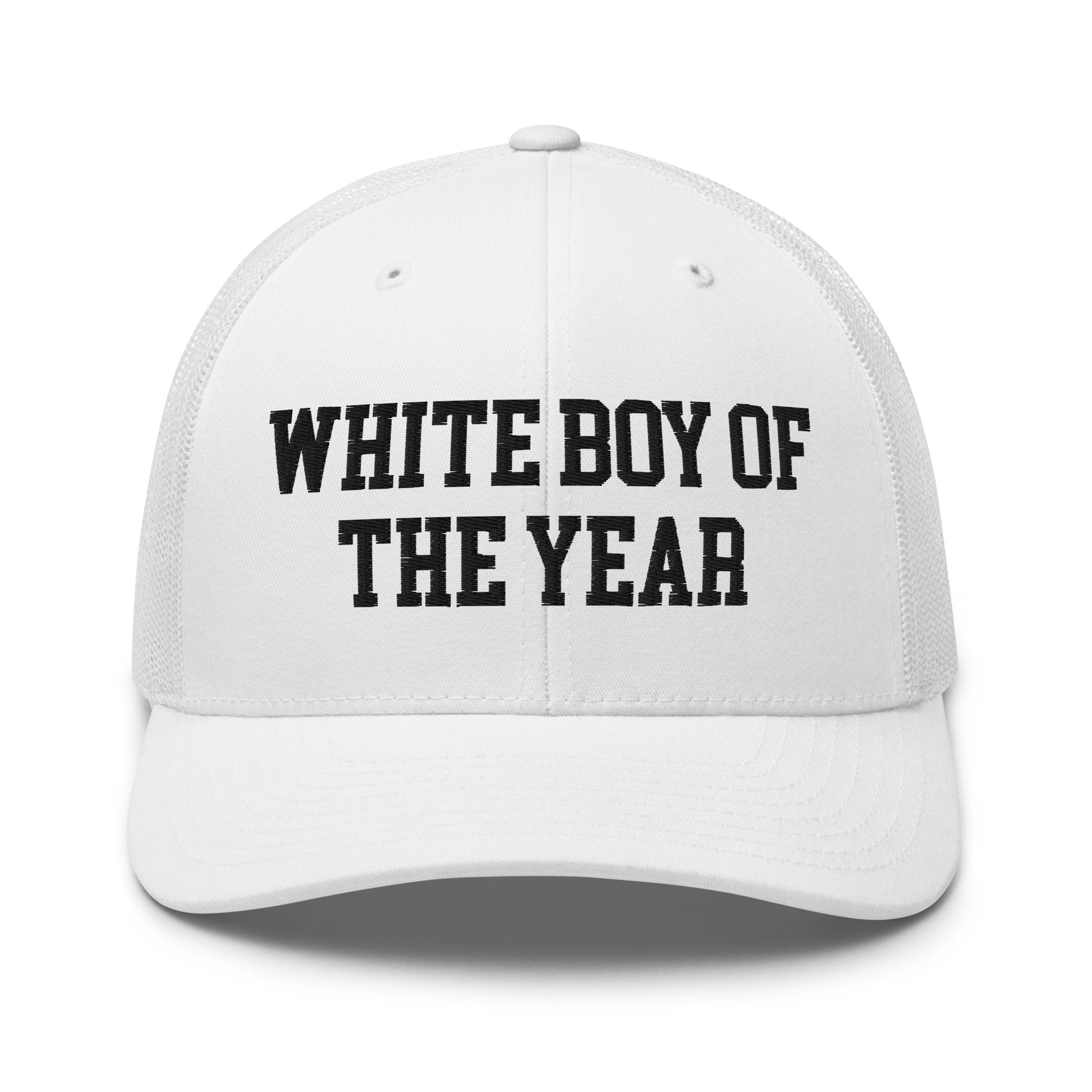 White Boy of the Year Retro Trucker Hat White