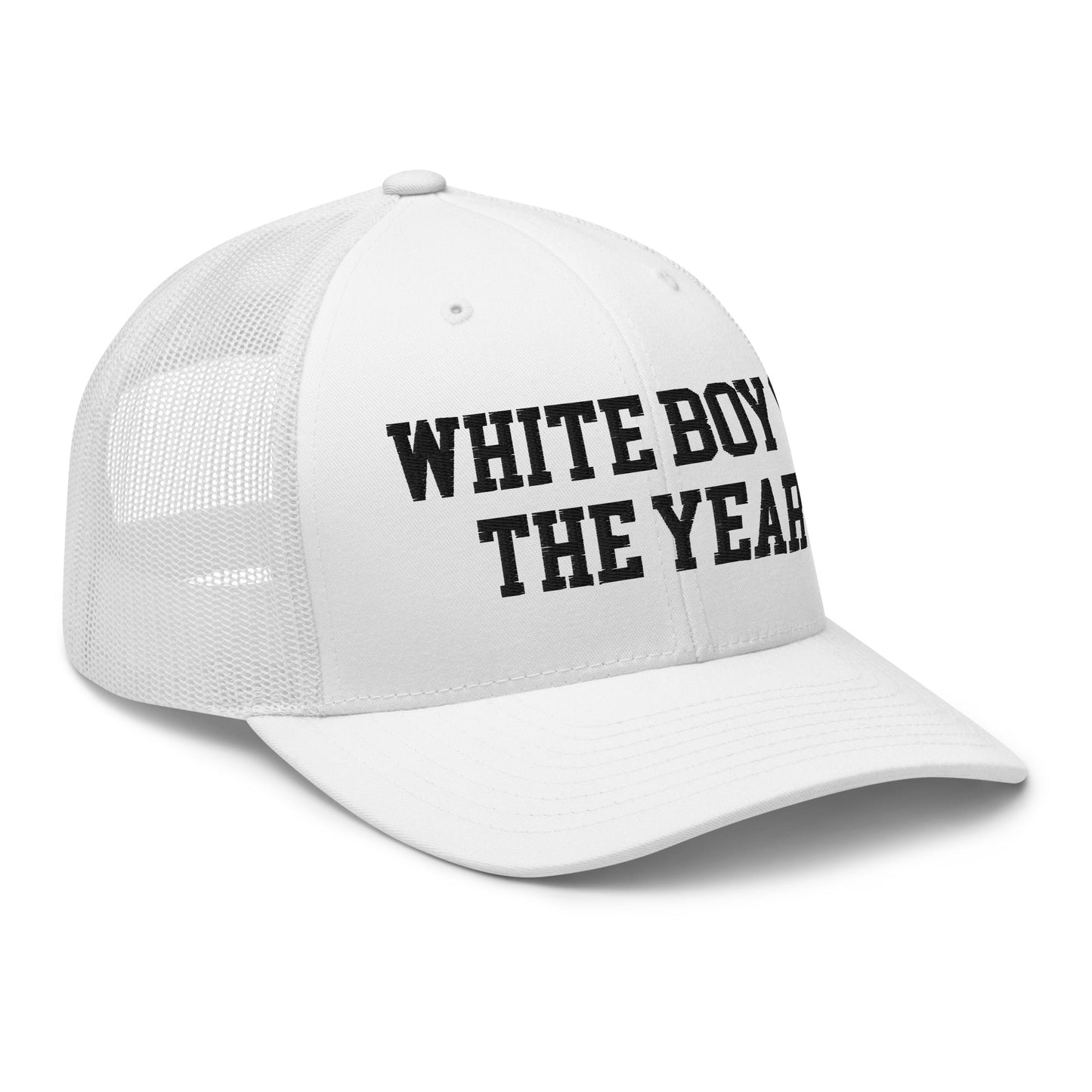 White Boy of the Year Retro Trucker Hat White