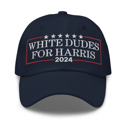 White Dudes for Harris 2024 Dad Hat Navy