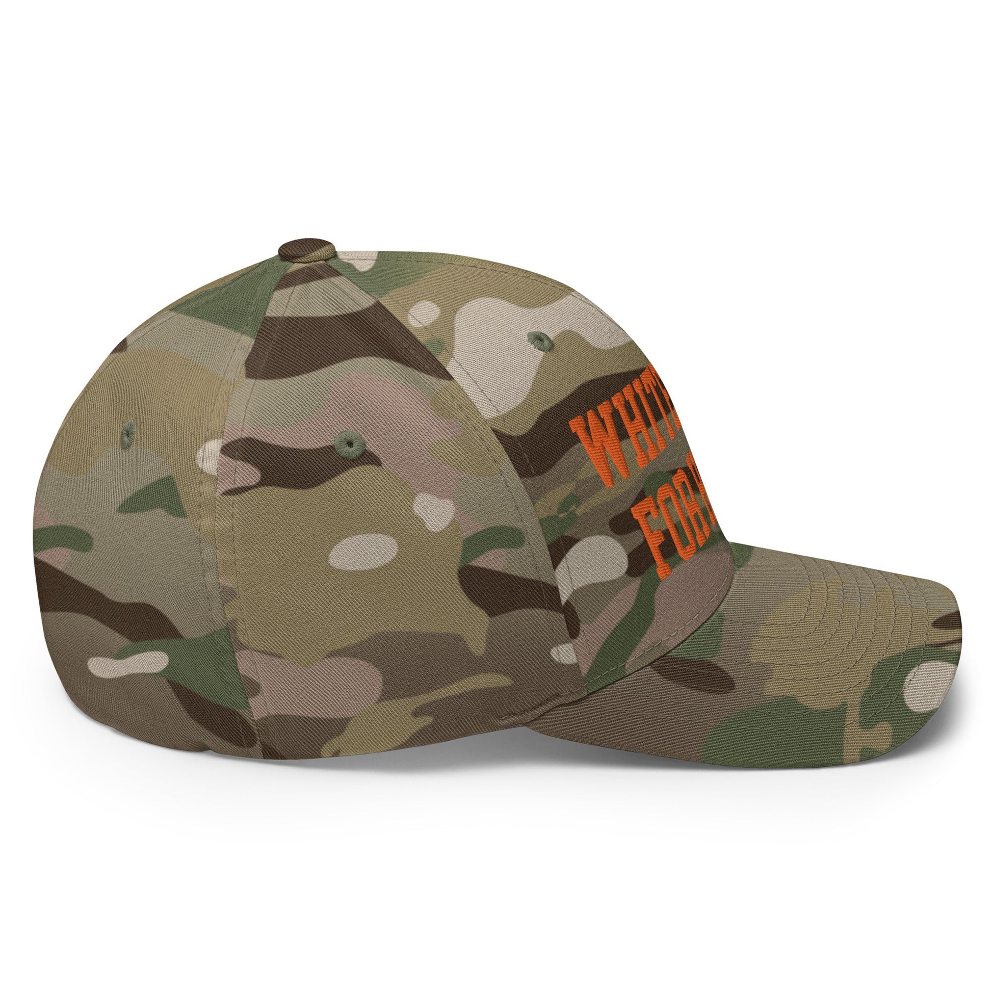 White Dudes for Harris Embroidered Stretch Fit Baseball Hat Orange Camo Multicam Green