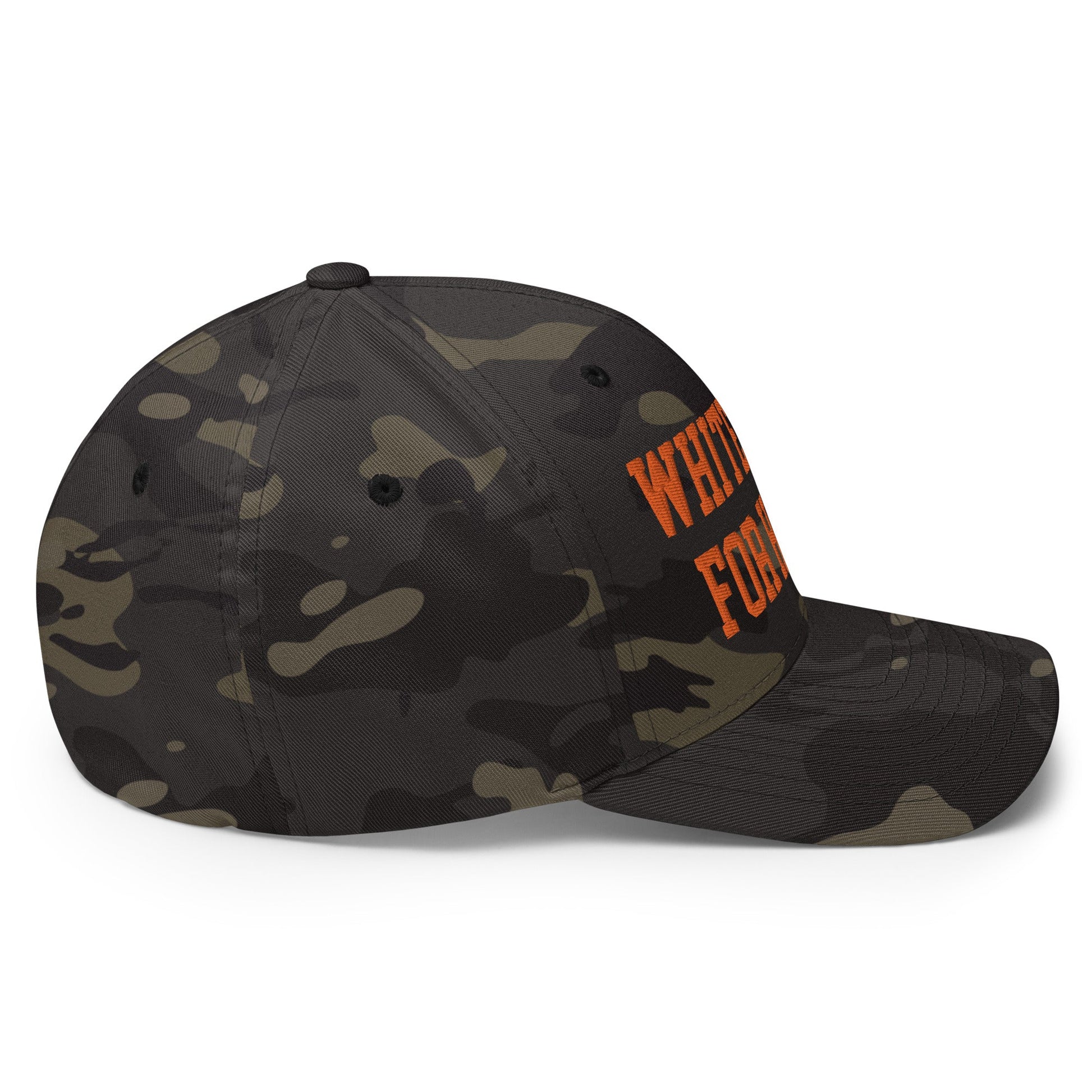 White Dudes for Harris Embroidered Stretch Fit Baseball Hat Orange Camo Multicam Black