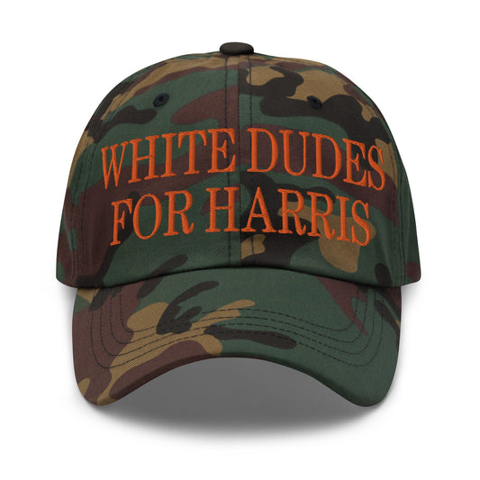 White Dudes for Harris MAGA Parody Embroidered Orange Camo Dad Hat Default Title