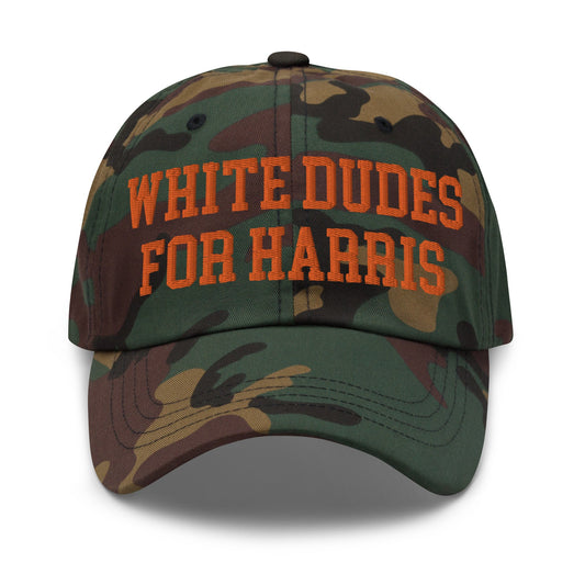 White Dudes for Harris MAGA Parody Embroidered Orange Camo Dad Hat Default Title