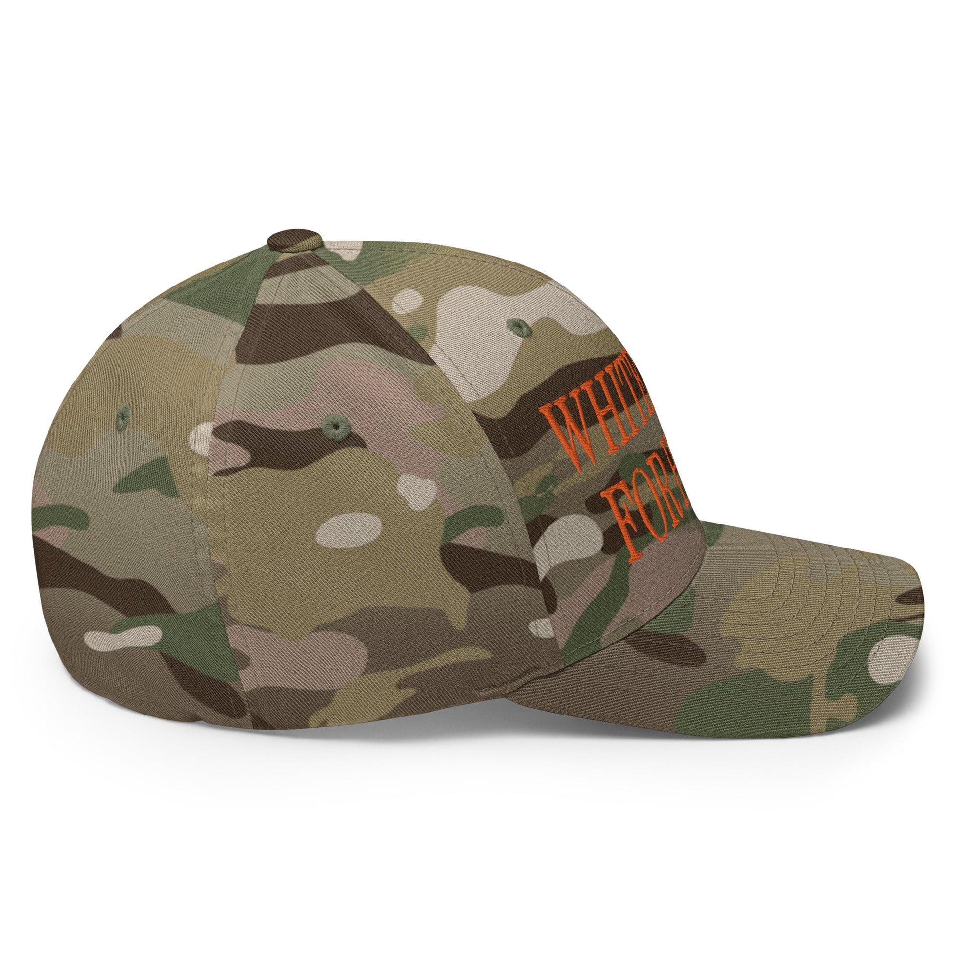 White Dudes for Harris MAGA Parody Embroidered Stretch Fit Baseball Hat Orange Camo Multicam Green