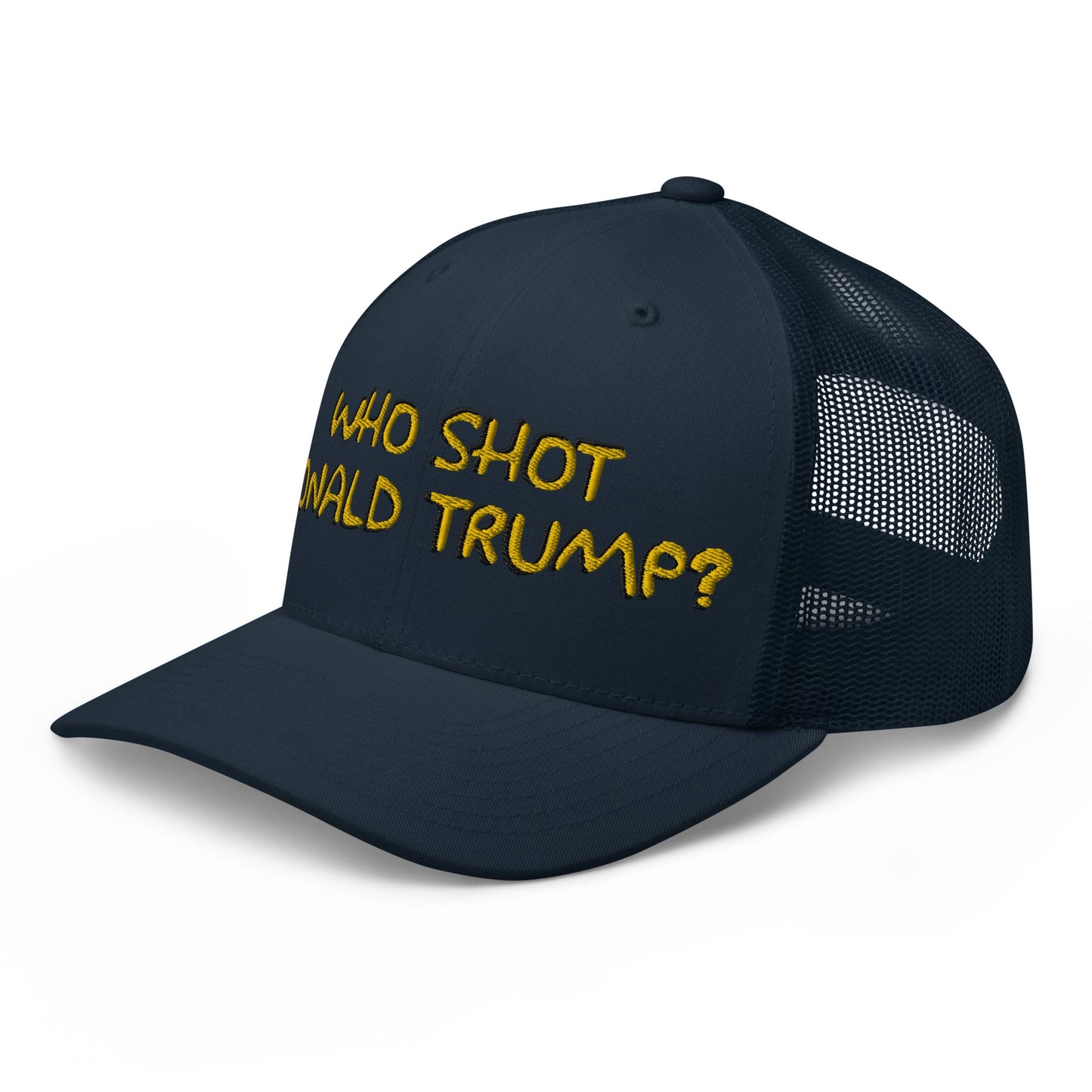 Who Shot Donald Trump? Retro Trucker Hat Navy