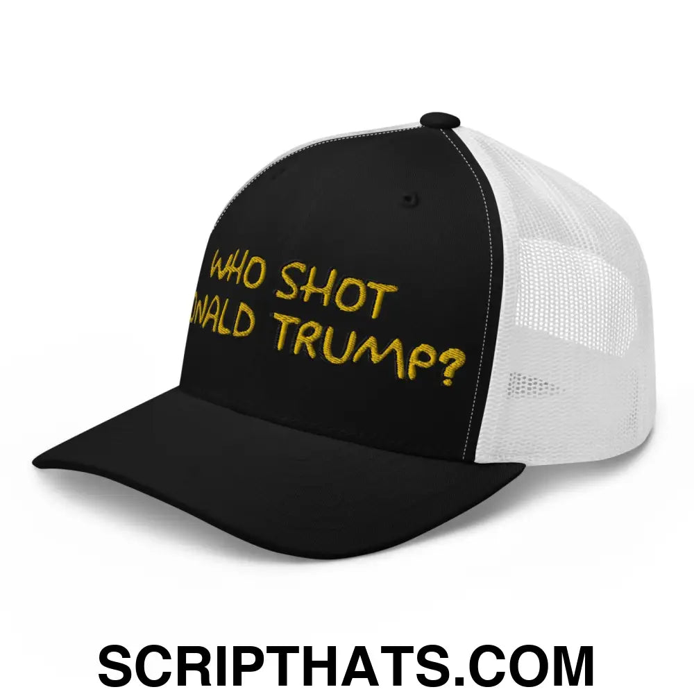 Who Shot Donald Trump? Retro Trucker Hat Black White