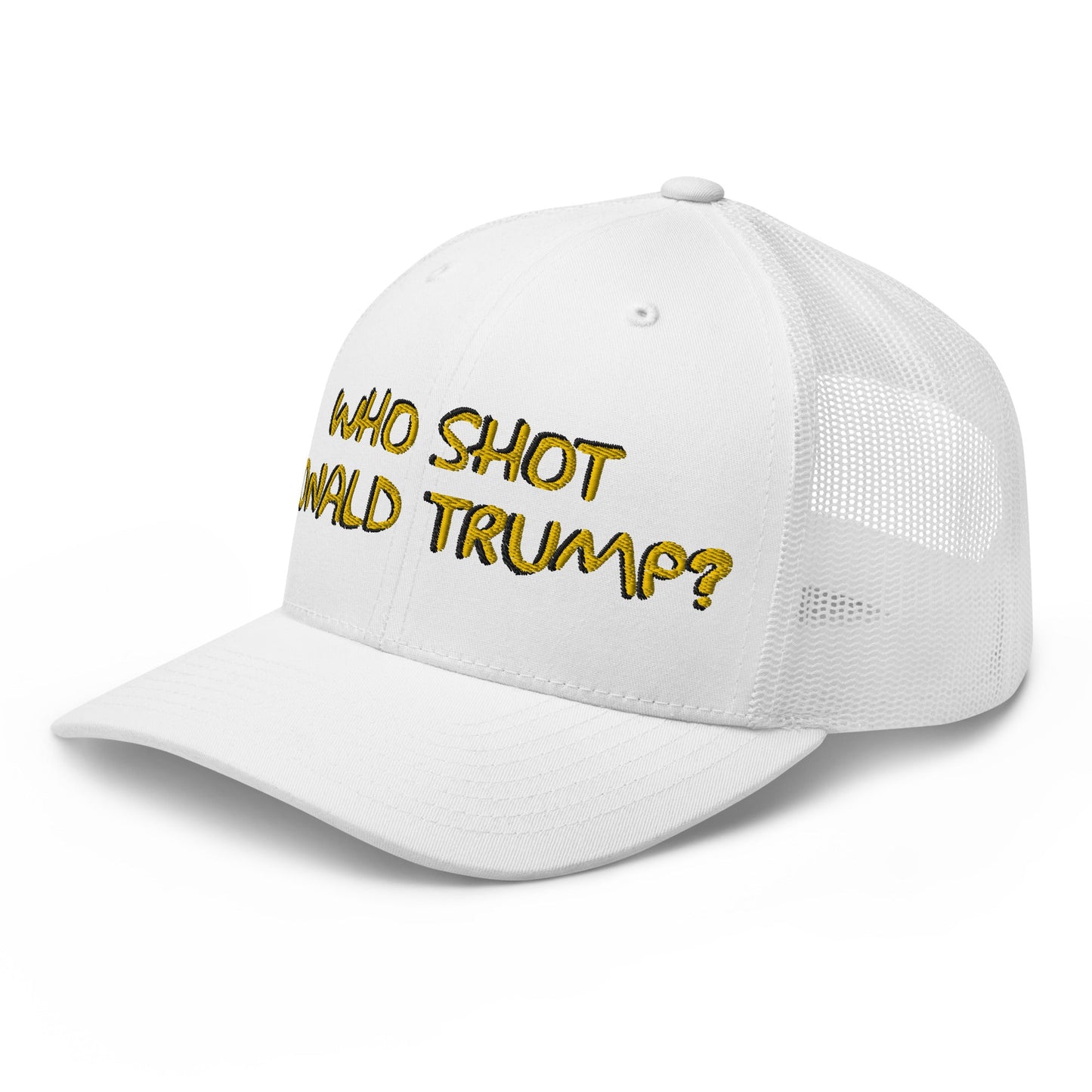 Who Shot Donald Trump? Retro Trucker Hat White