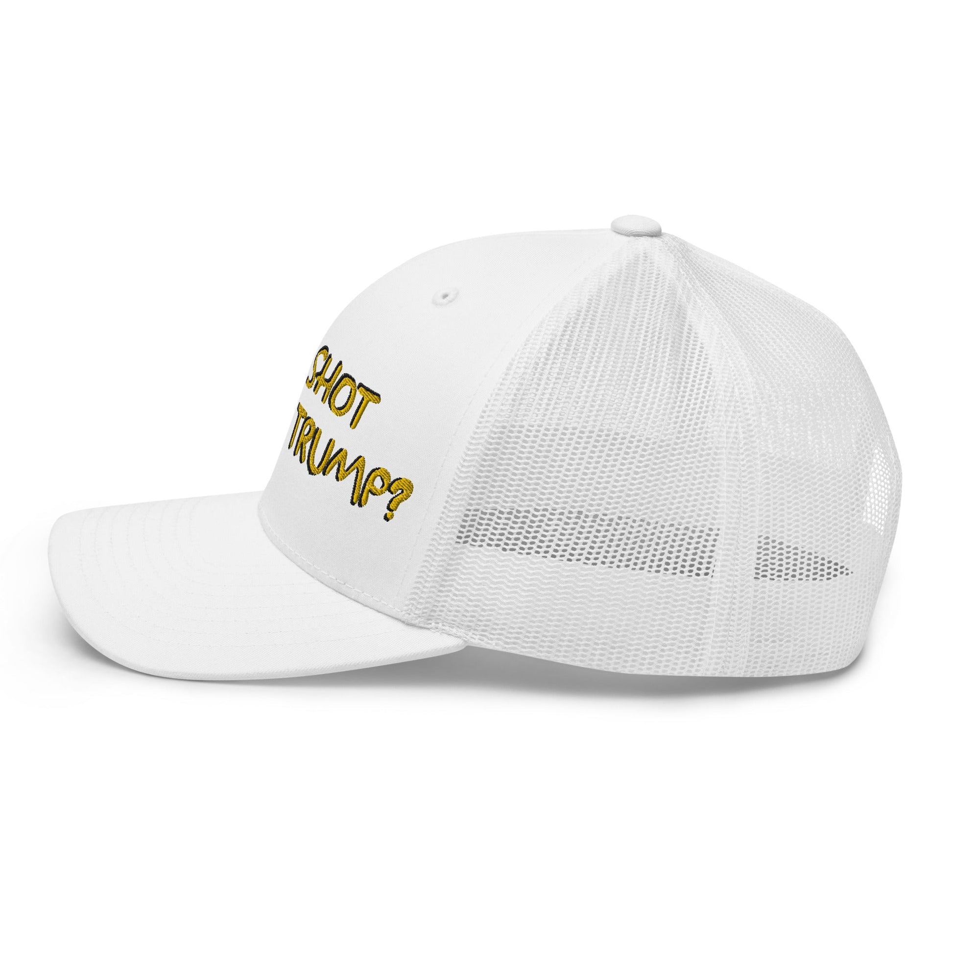 Who Shot Donald Trump? Retro Trucker Hat White