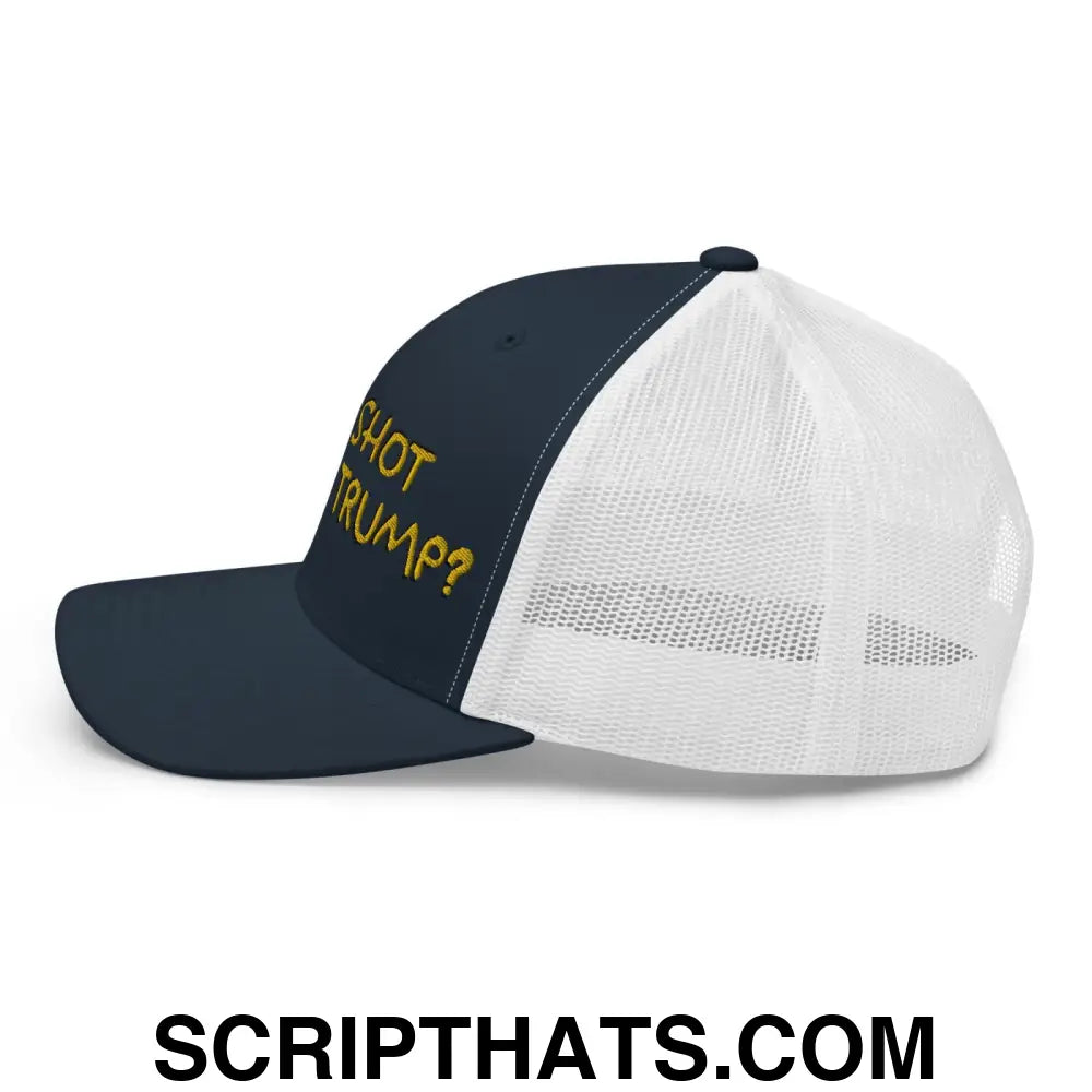 Who Shot Donald Trump? Retro Trucker Hat Navy White