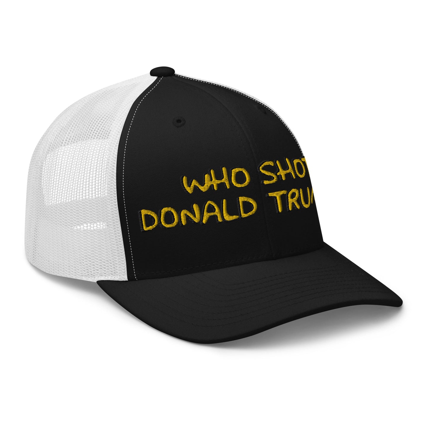 Who Shot Donald Trump? Retro Trucker Hat Black White