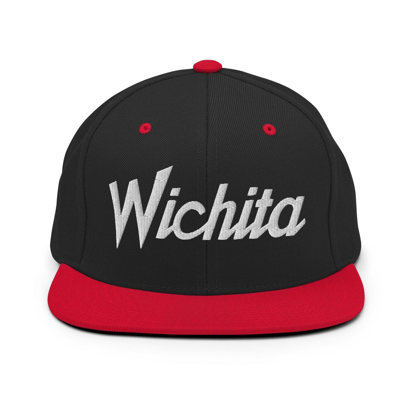 Wichita Script Snapback Hat Black Red