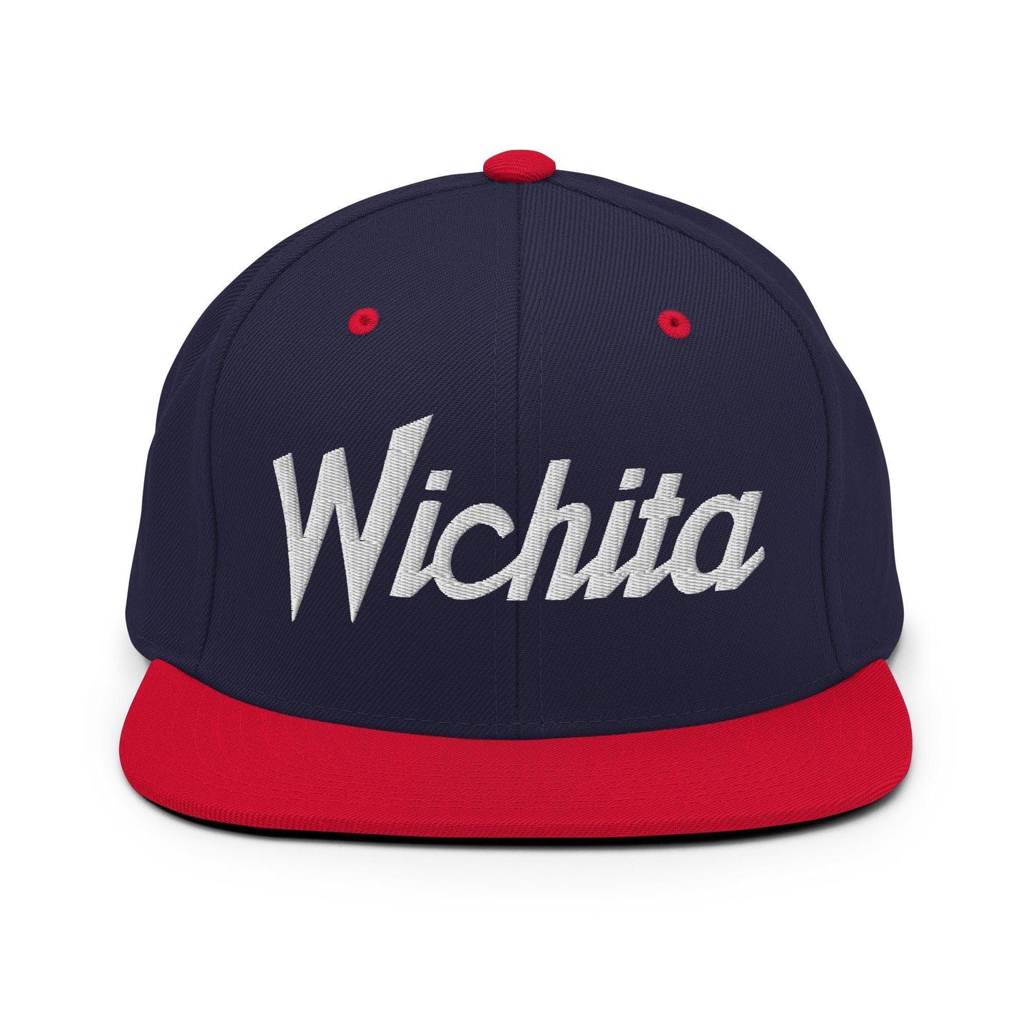 Wichita Script Snapback Hat Navy Red