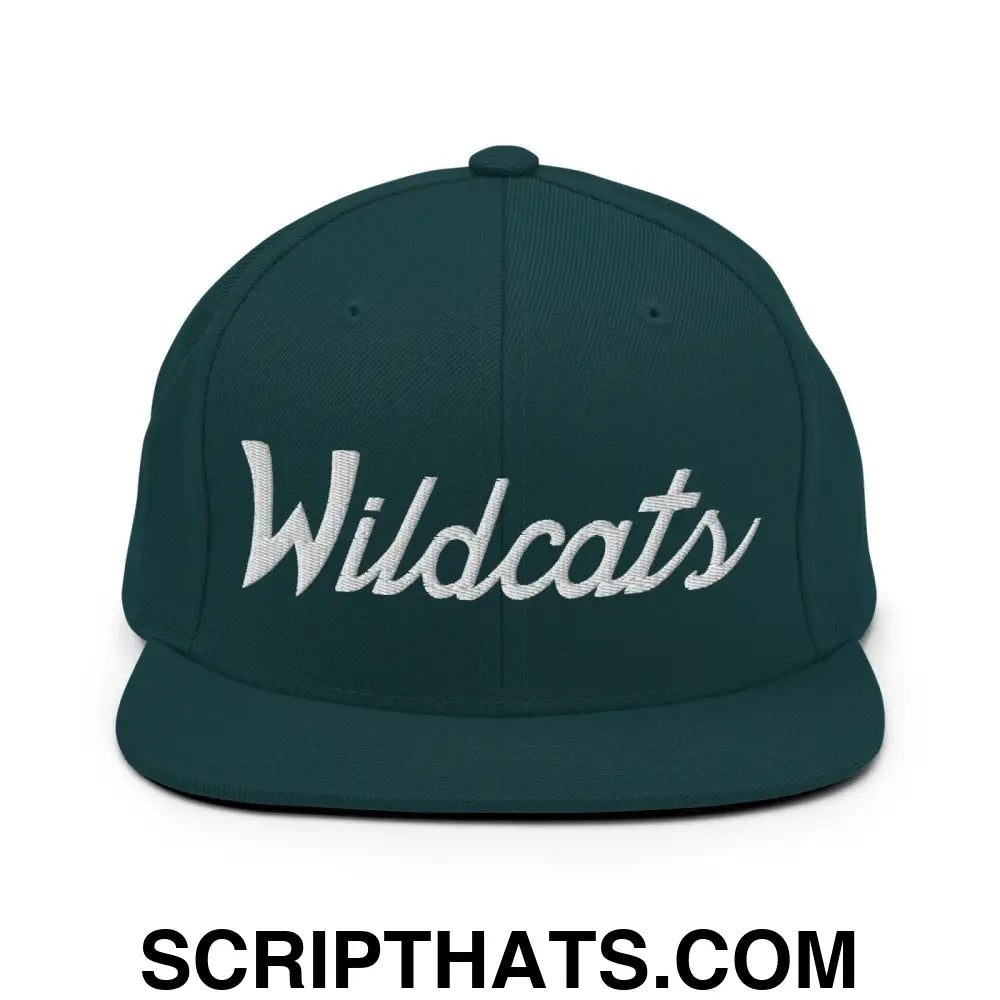 Wildcats School Mascot Script Snapback Hat Spruce