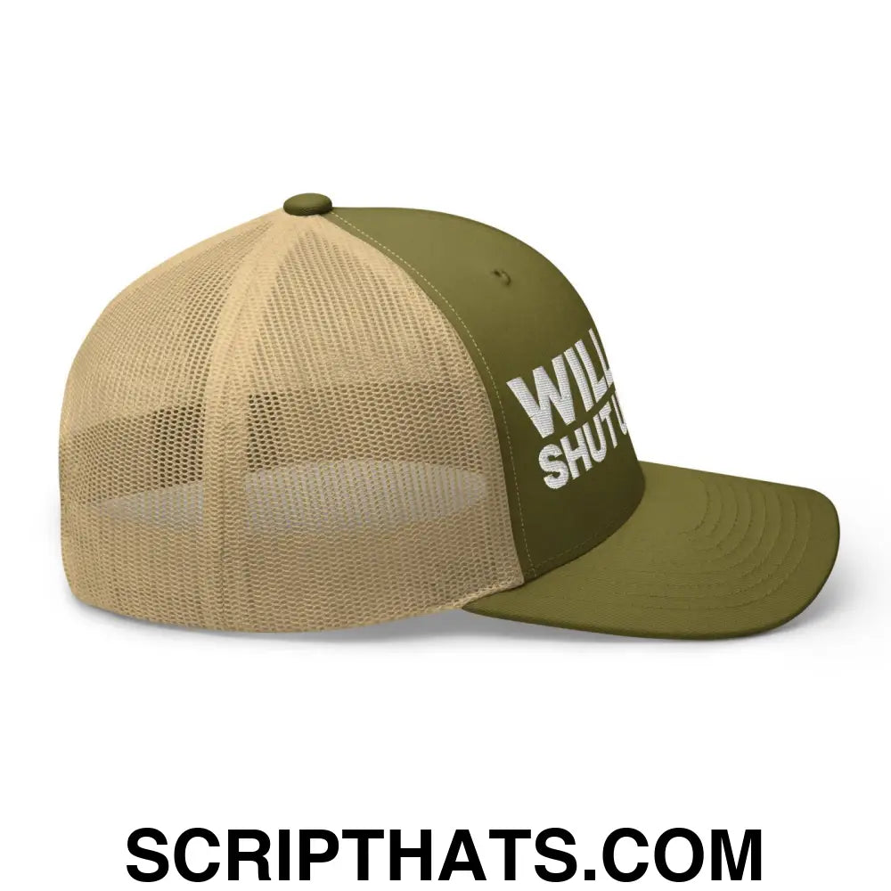 Will You Shut Up Man? Retro Trucker Hat Moss Khaki