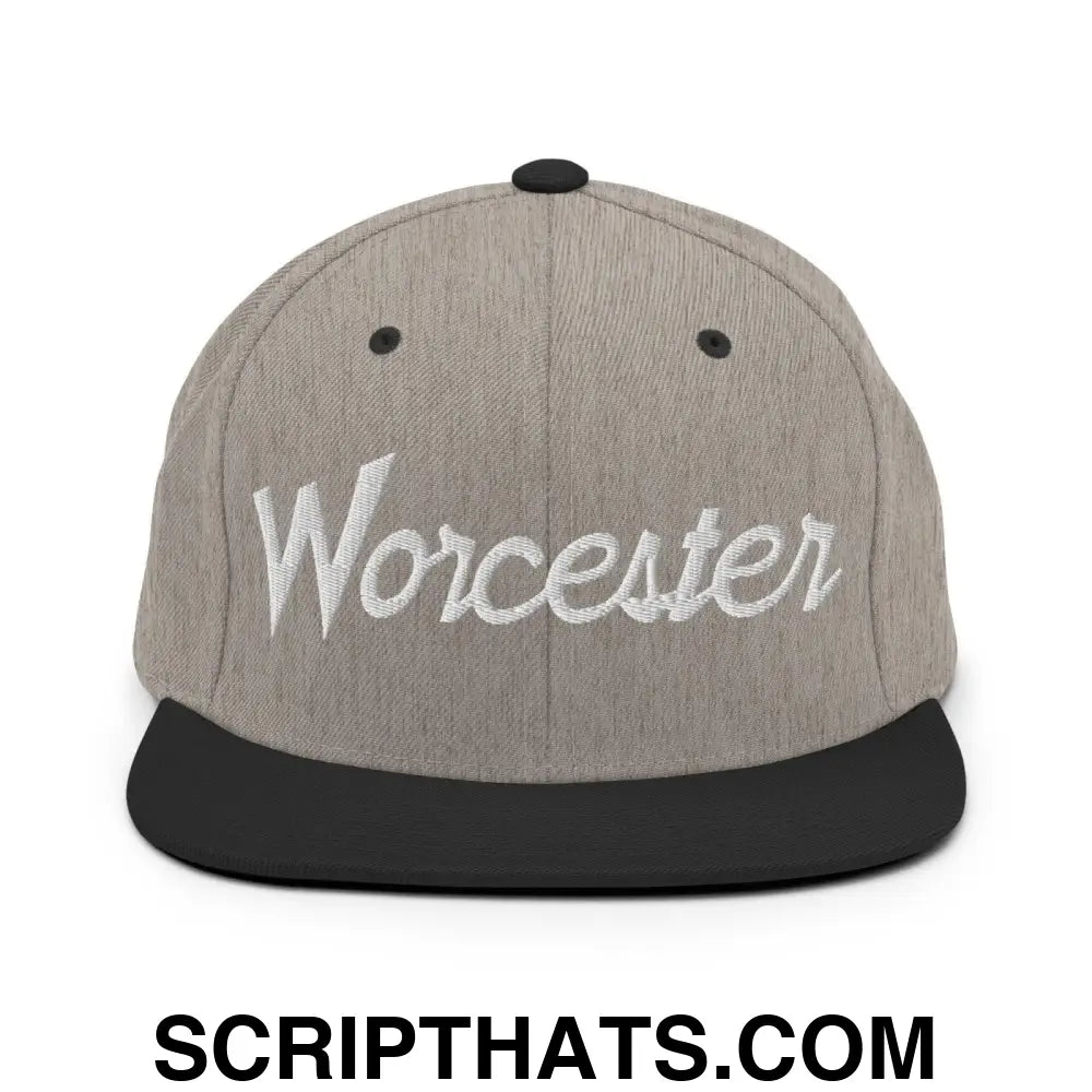 Worcester Script Snapback Hat Heather Black