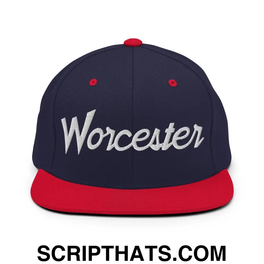 Worcester Script Snapback Hat Navy Red