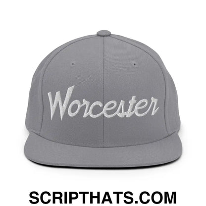 Worcester Script Snapback Hat Silver