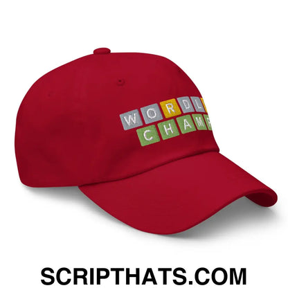 Wordle Champ Dad Hat Cranberry