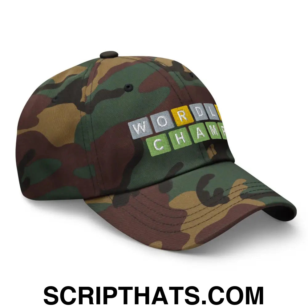 Wordle Champ Dad Hat Green Camo