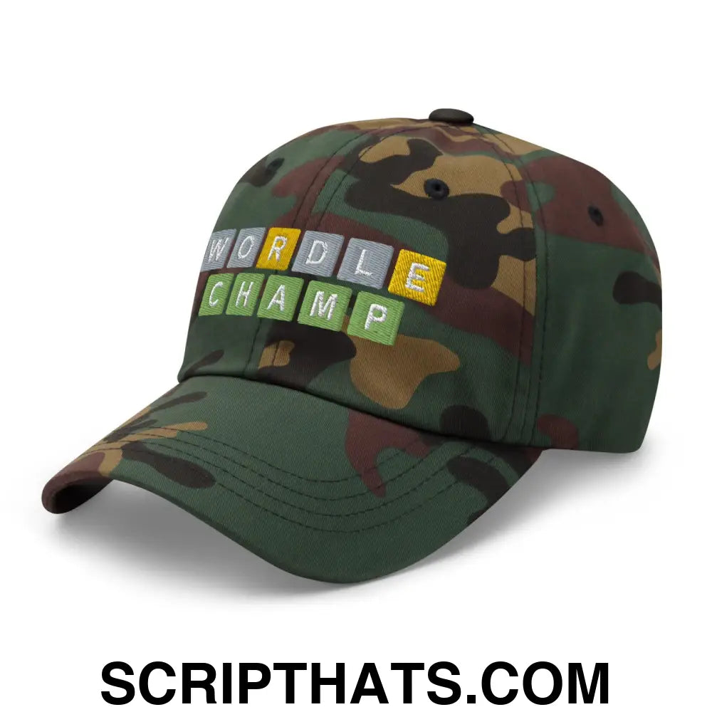 Wordle Champ Dad Hat Green Camo