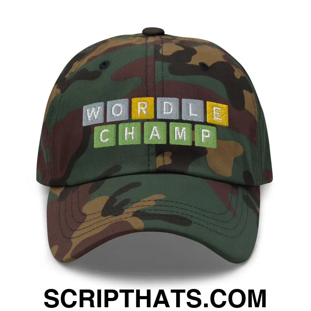 Wordle Champ Dad Hat Green Camo