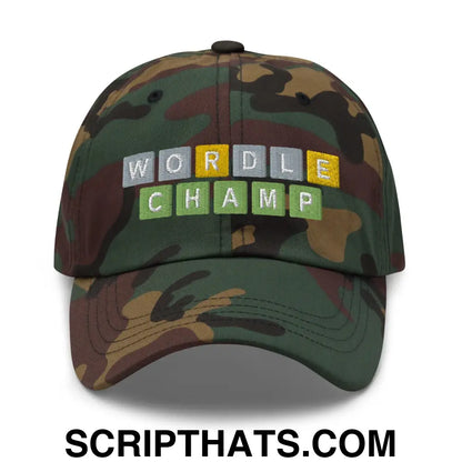 Wordle Champ Dad Hat Green Camo