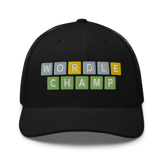 Wordle Champ Retro Trucker Hat Black