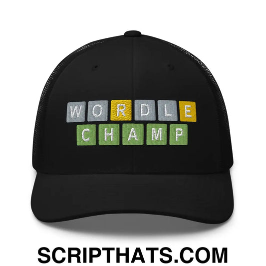 Wordle Champ Retro Trucker Hat Black