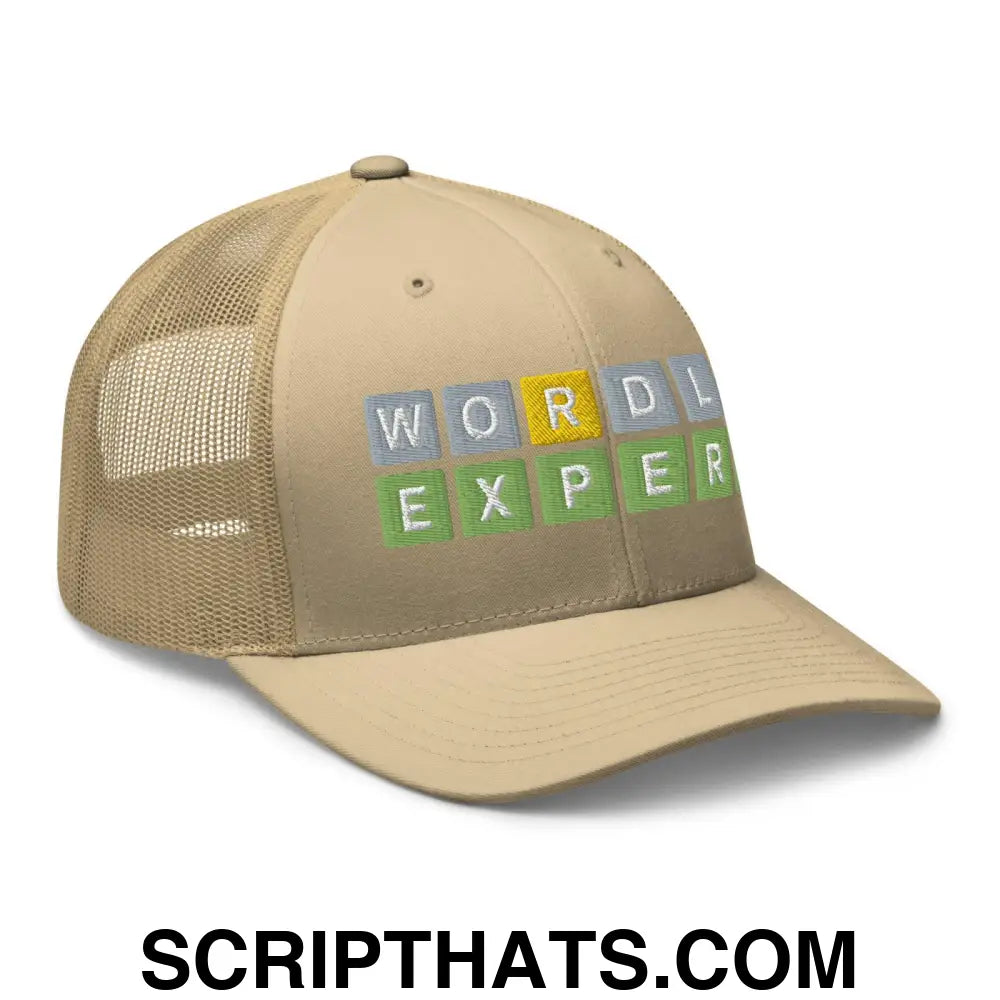 Wordle Expert Retro Trucker Hat Khaki