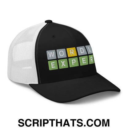 Wordle Expert Retro Trucker Hat Black White